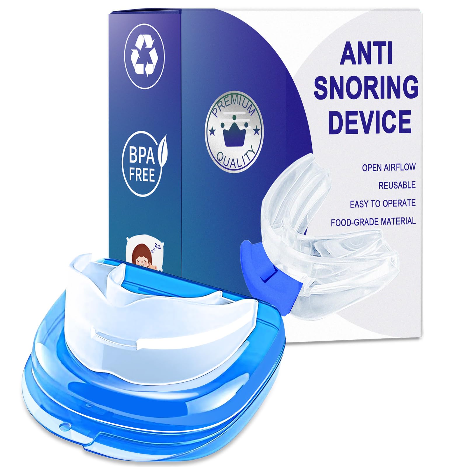 Adjustable Anti-Snoring Mouthpiece: Comfortable Snore Relief Solution for Men and Women – Customizable for Improved Sleep Quality